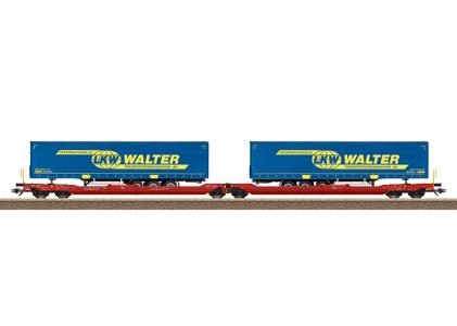 24470 Trix Dubbele containerwagen type Sdggmrss 738 LKW Walter