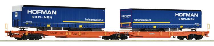 6600072 Roco Doppeltaschen-Gelenkwagen T2000 Wascosa Hofman Kozijnen